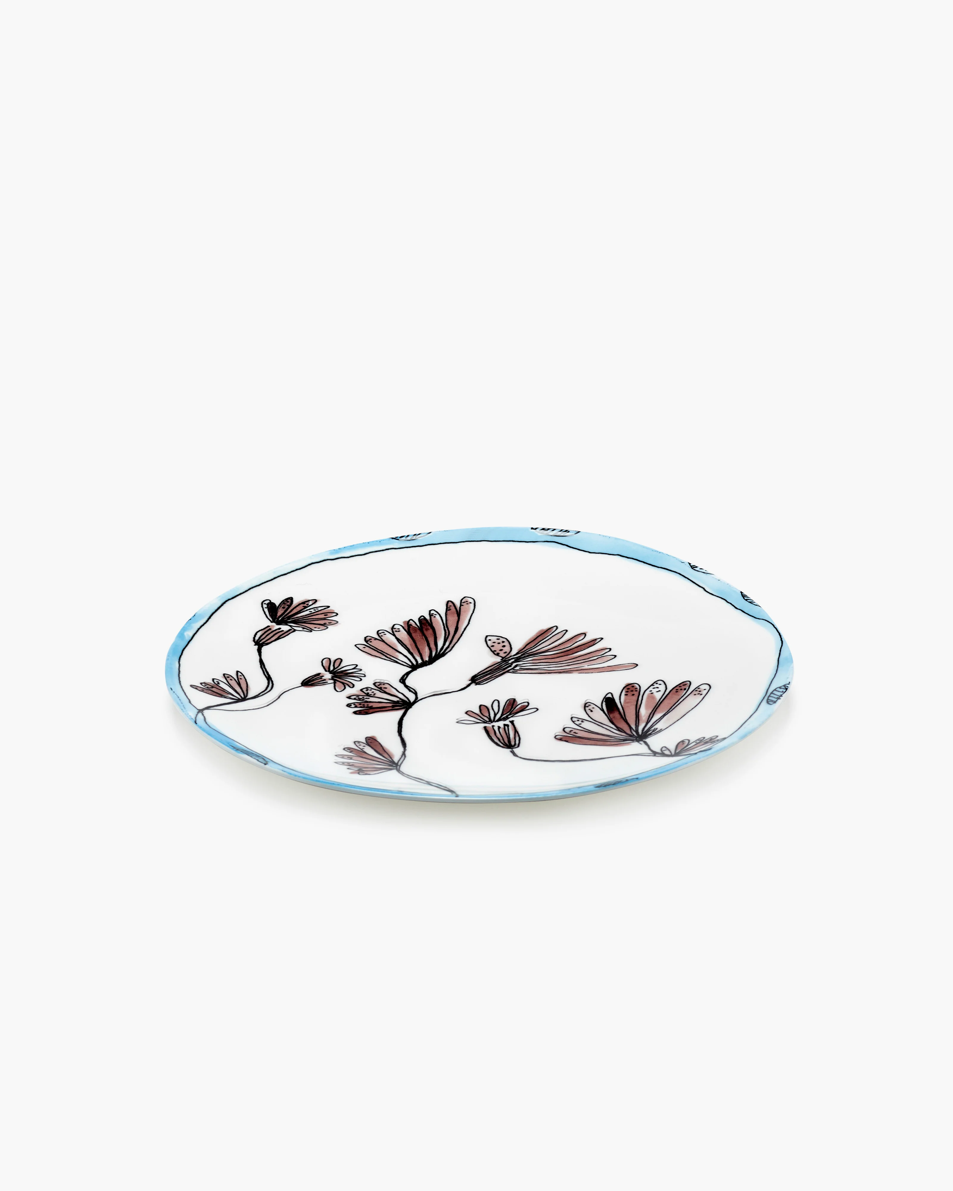 Serving plate S Camelia aubergine Midnight Flowers