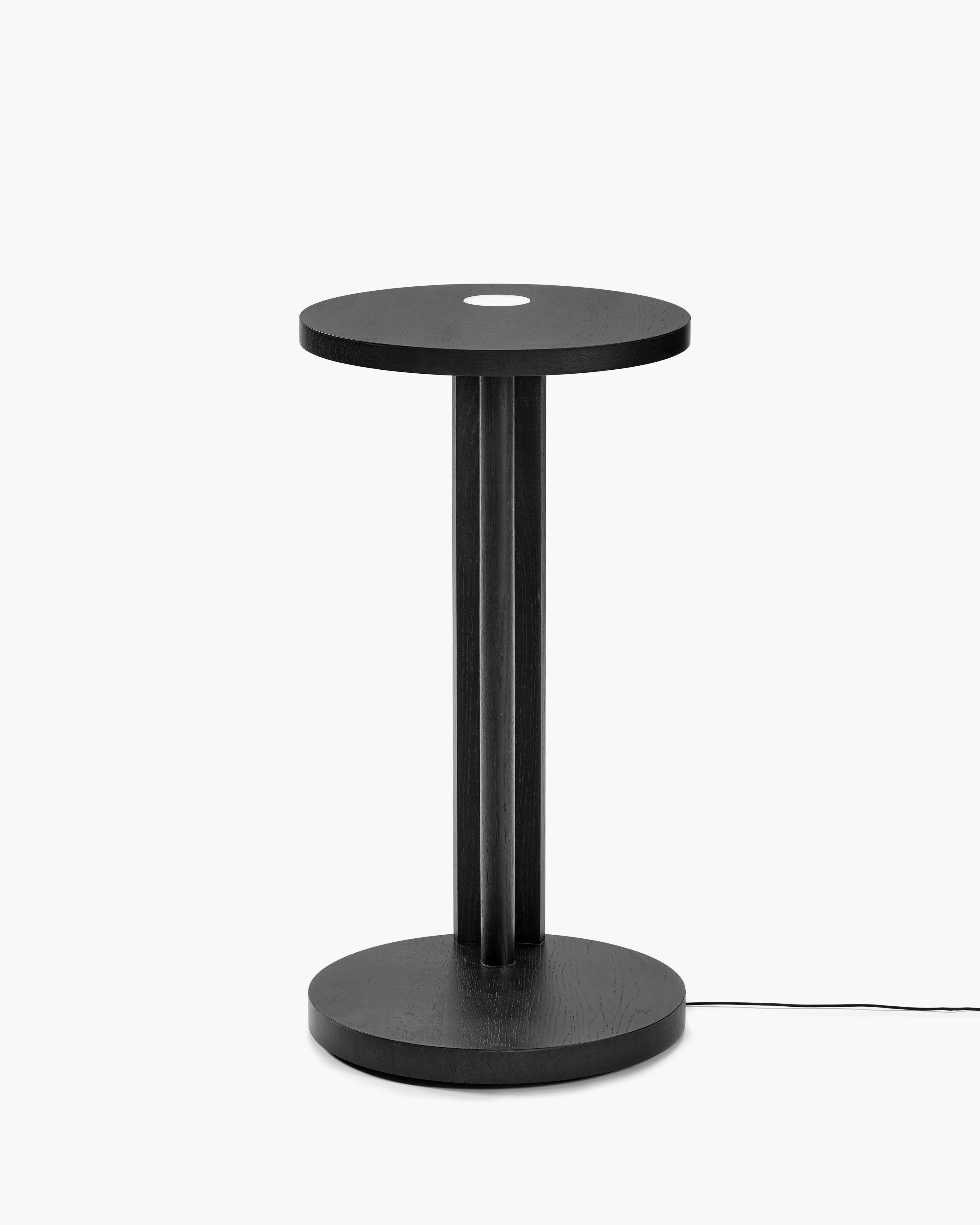 Side table L with LED light oak stained black Aura - Image 3