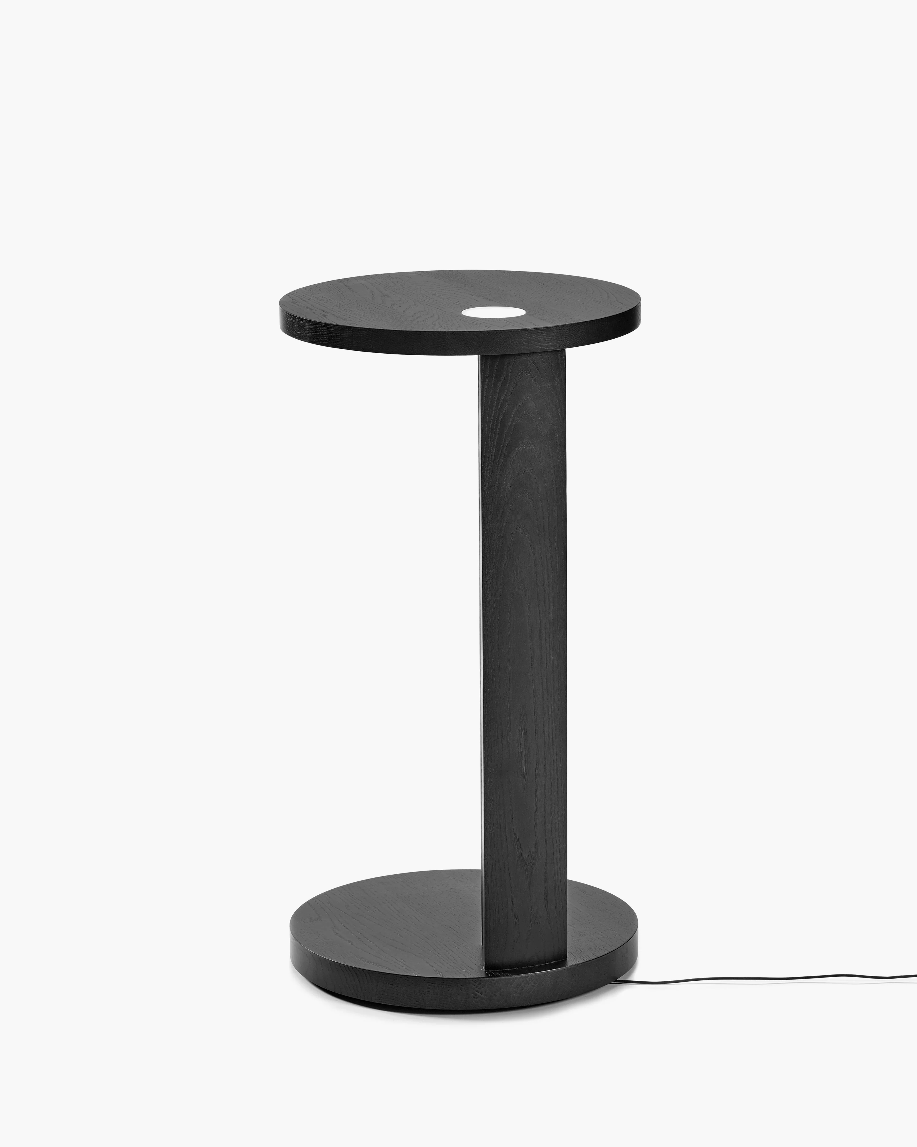 Side table L with LED light oak stained black Aura - Image 4