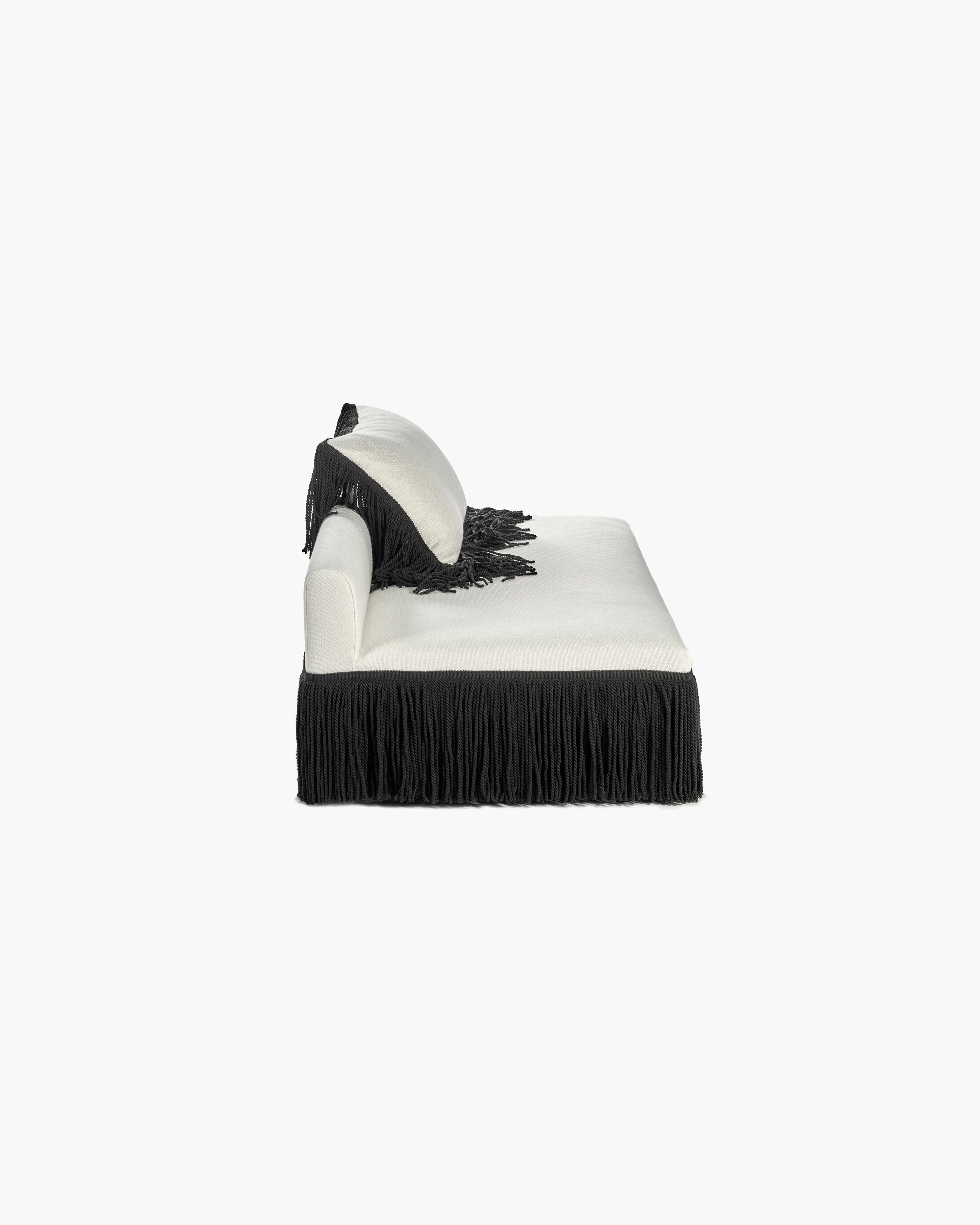 Sofa incl 1 cushion white with black fringes  Frou - Image 4