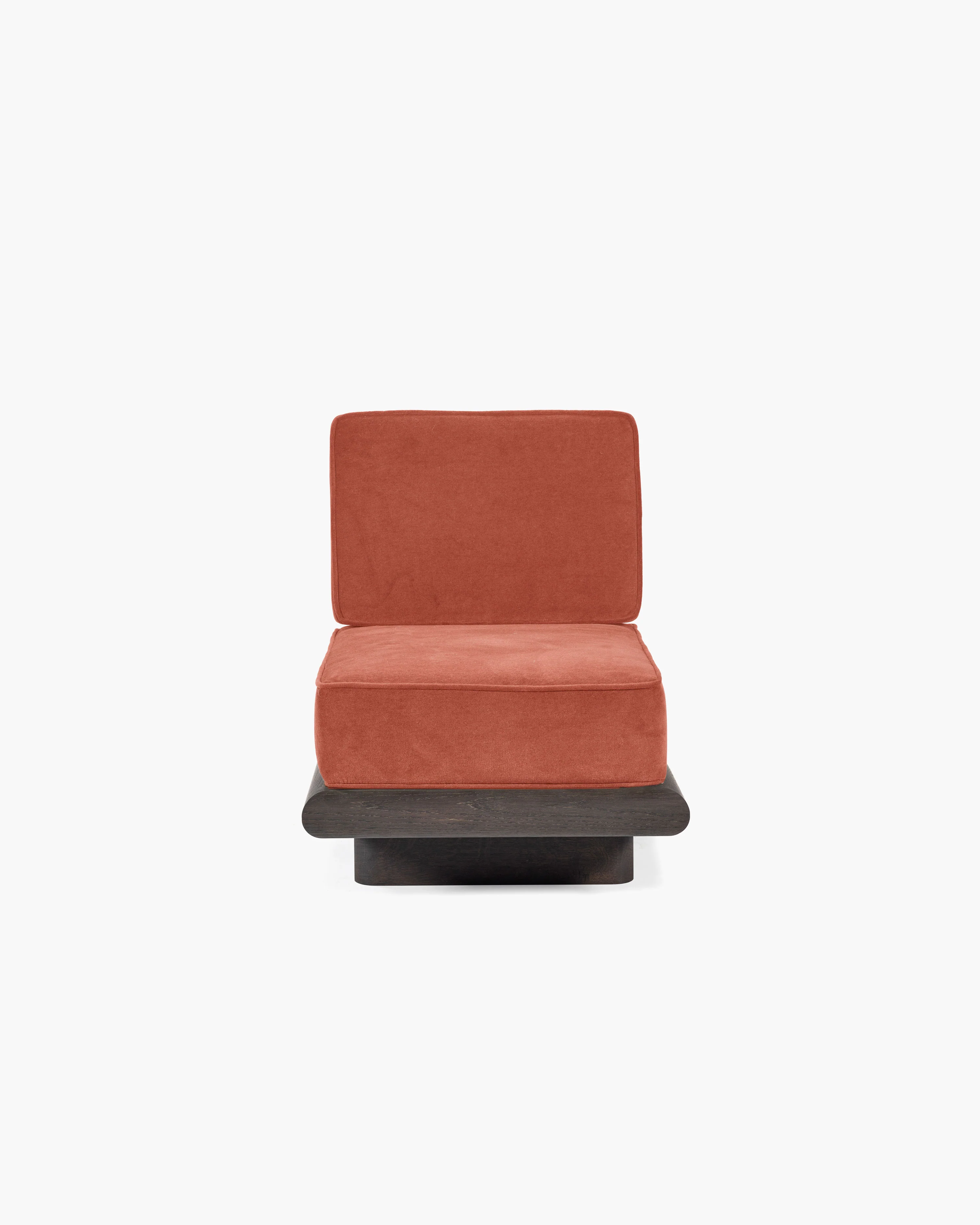 Sofa velvet tangerine + frame oak brown Ono 1 - Image 2
