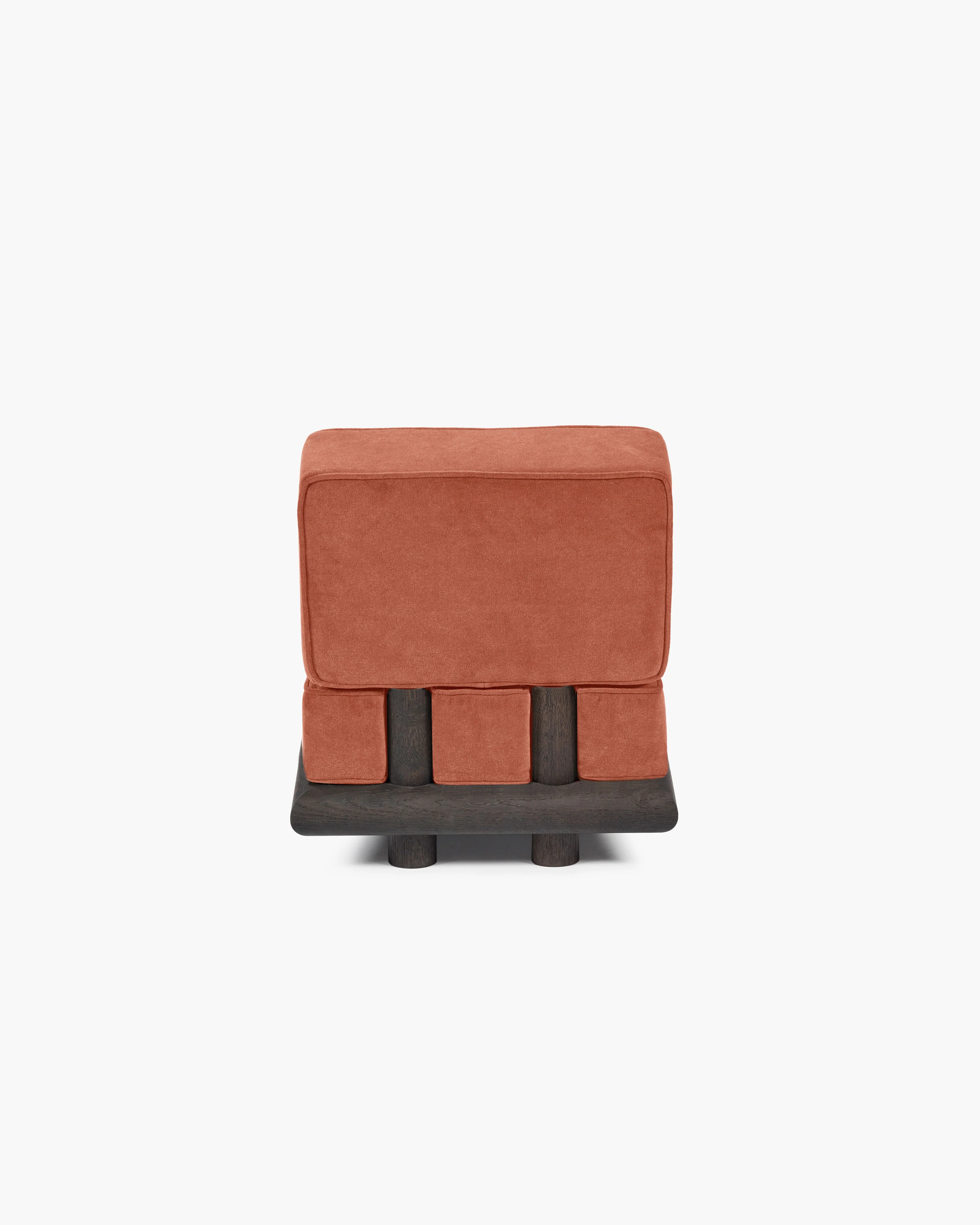 Sofa velvet tangerine + frame oak brown Ono 1 - Image 3
