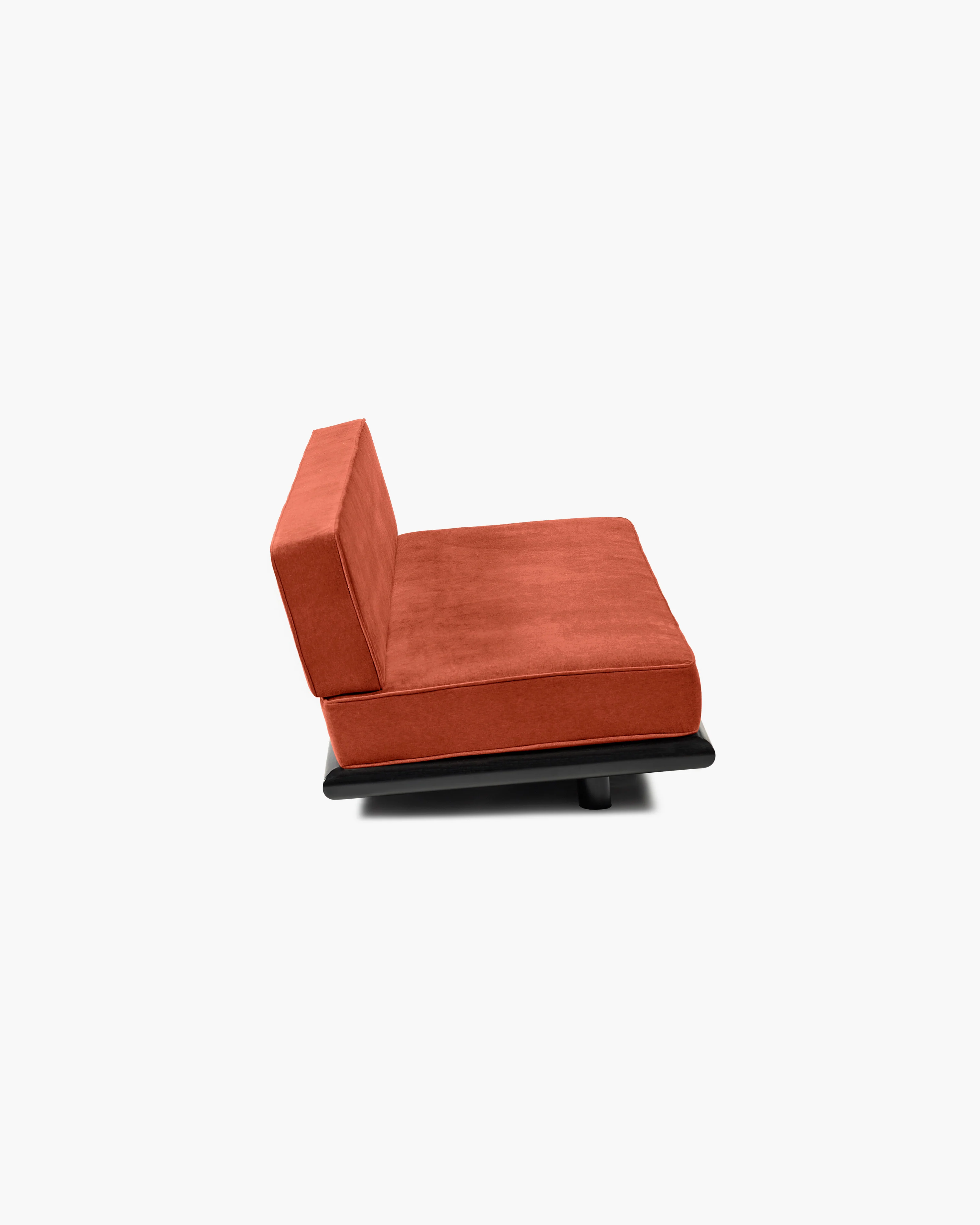 Sofa velvet tangerine + frame tulipwood stained dark Ono 3 - Image 4