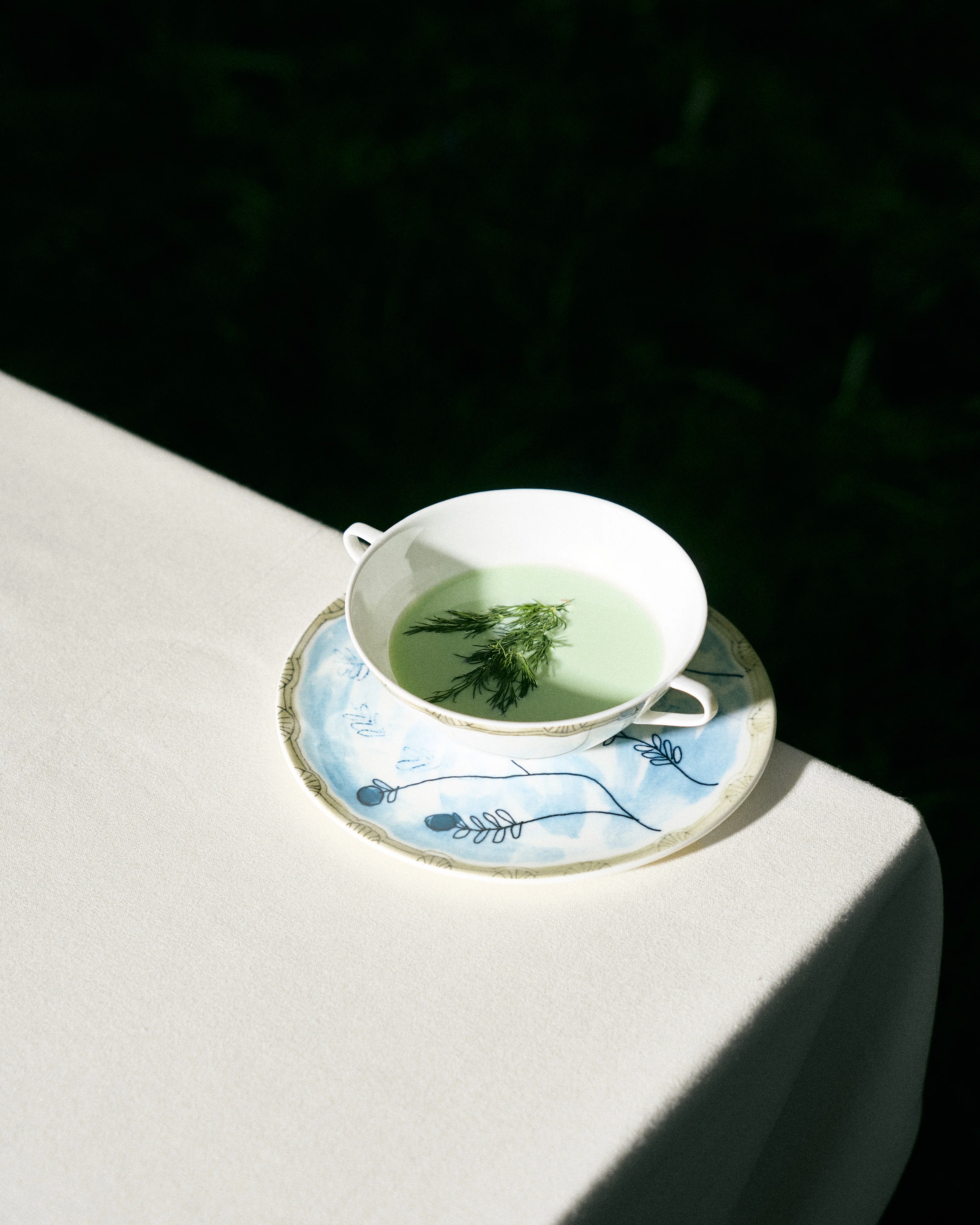 Soup bowl with saucer Mirtillo tea Midnight Flowers - Image 2