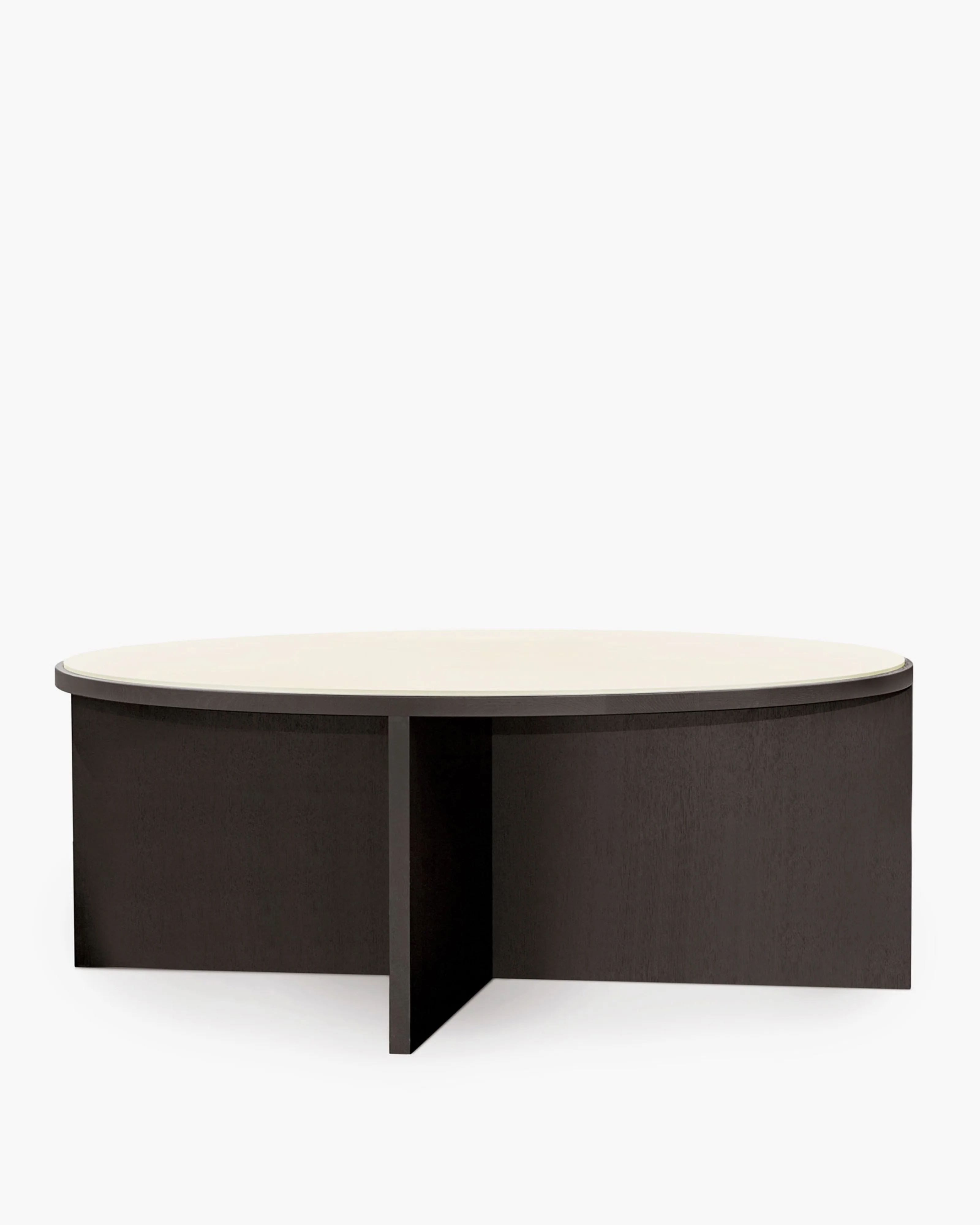 Table L oak stained brown/top canvas cream Cici