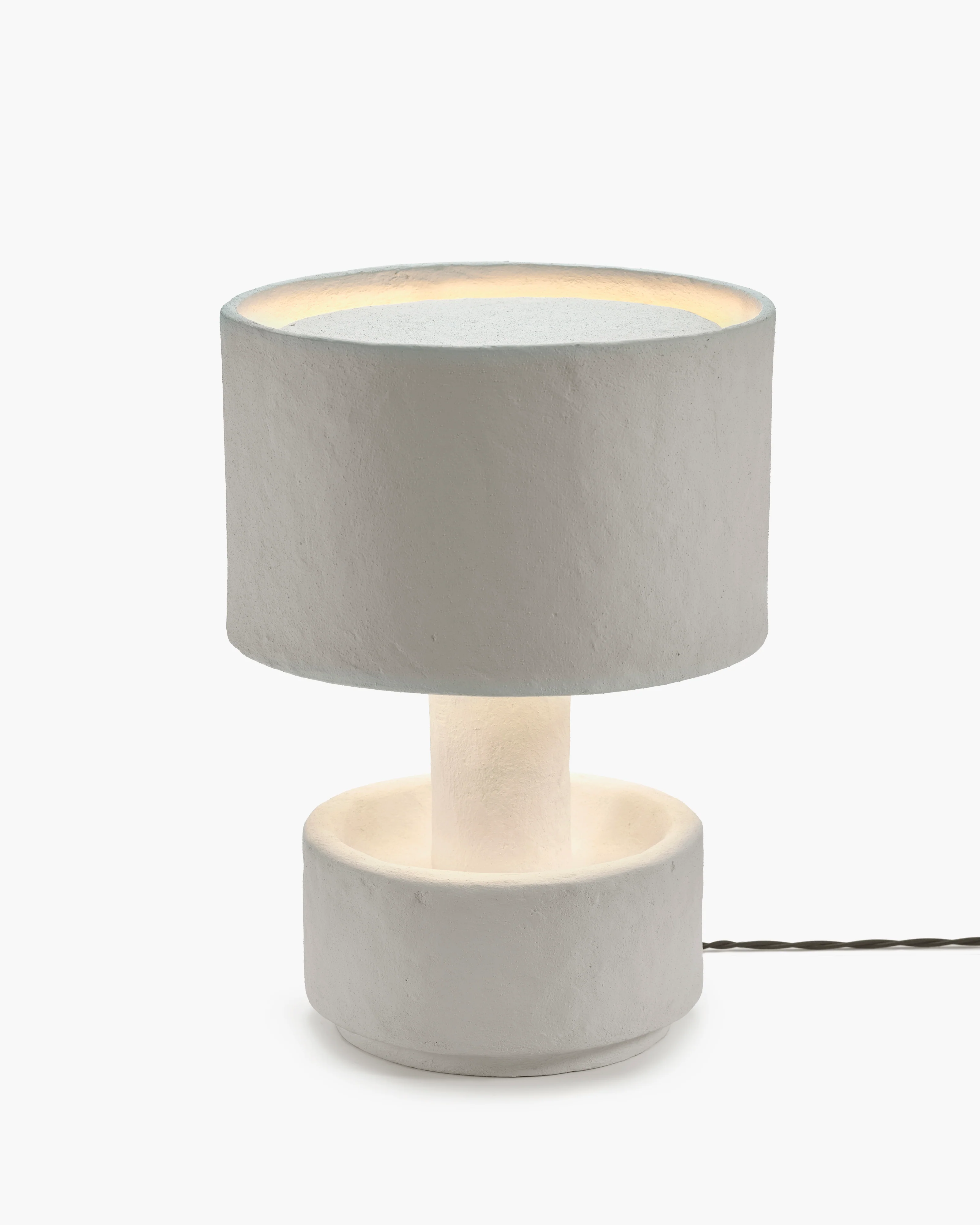 Table lamp bowl-shaped base white paper mache Earth - Image 3