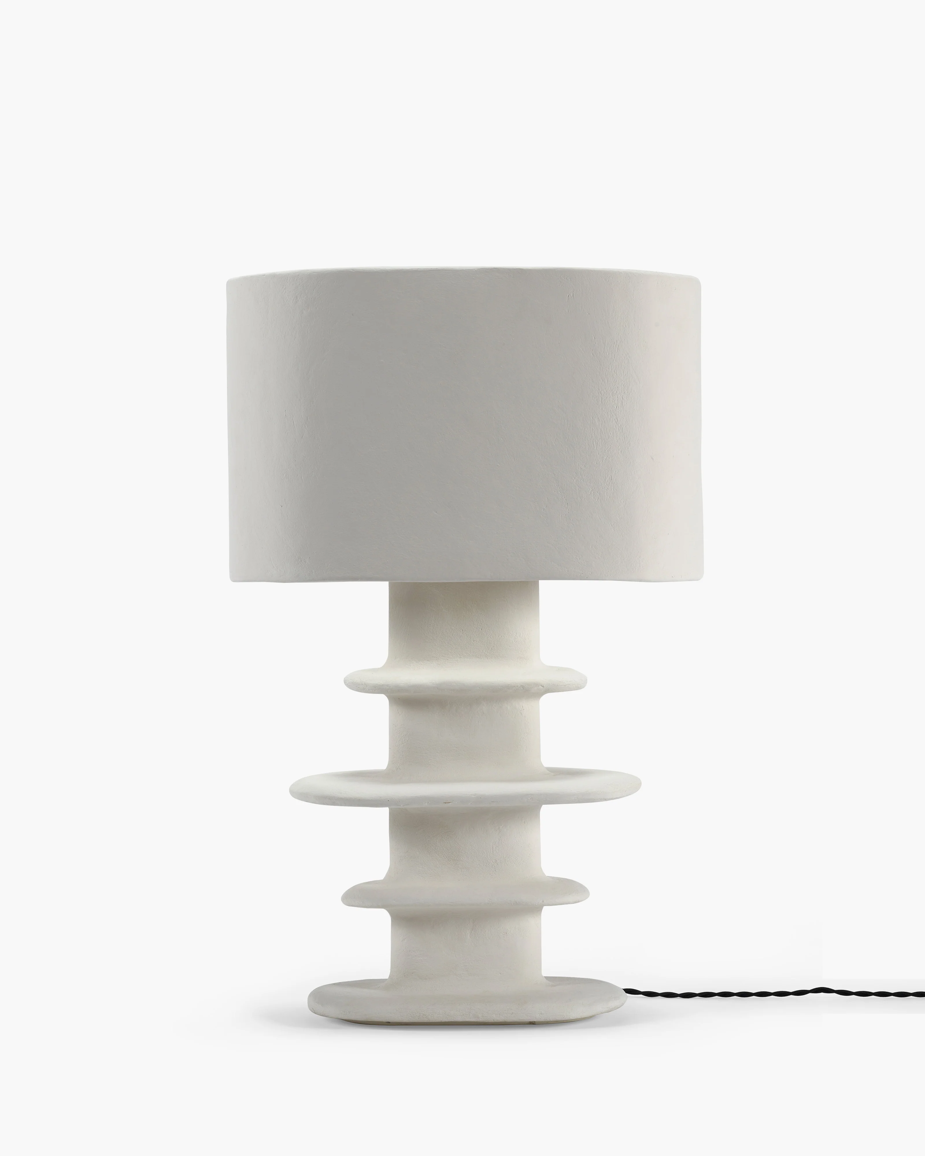 Table lamp white paper mache geometrical Earth