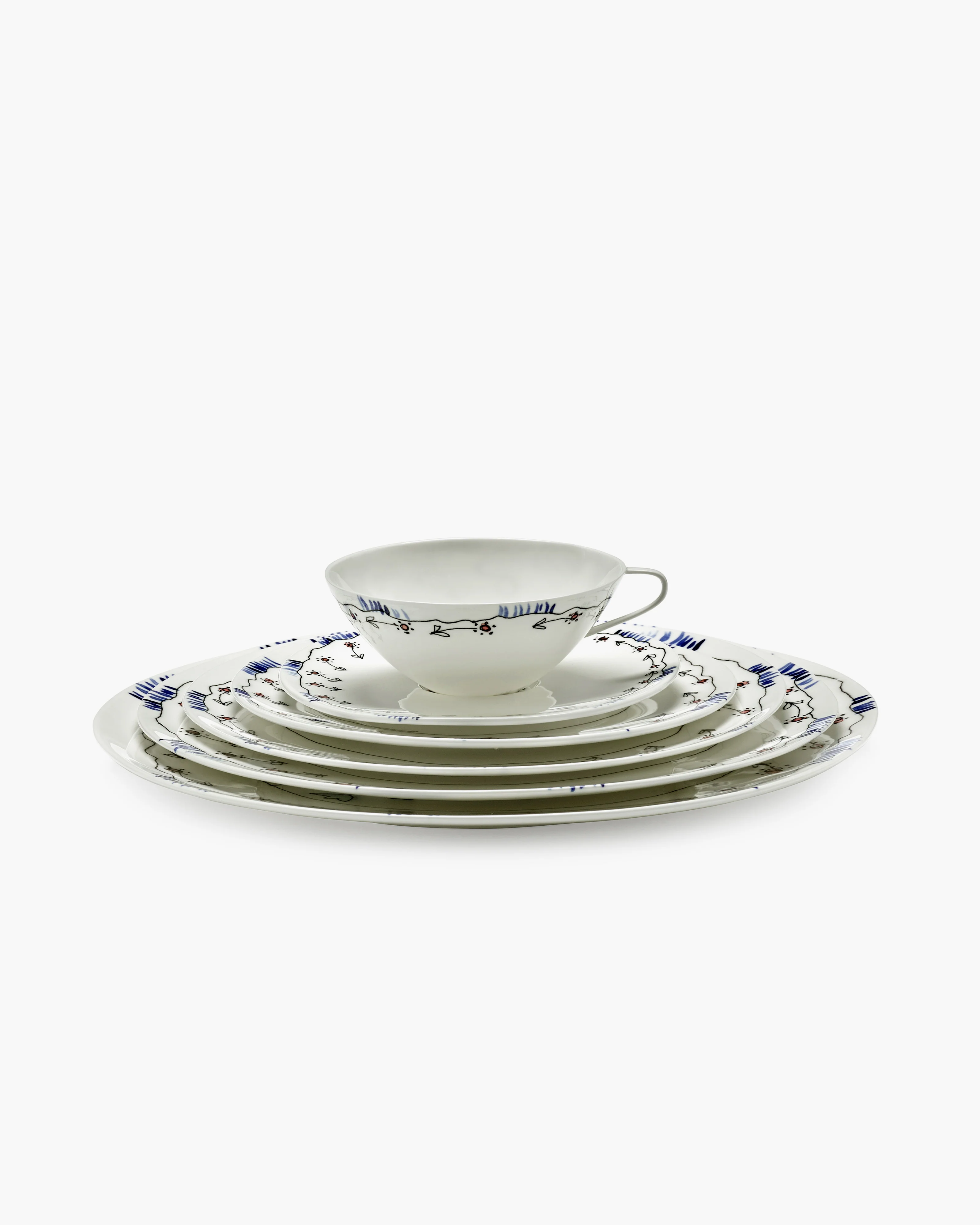 Tea cup with saucer Anemone milk Midnight Flowers - Image 8