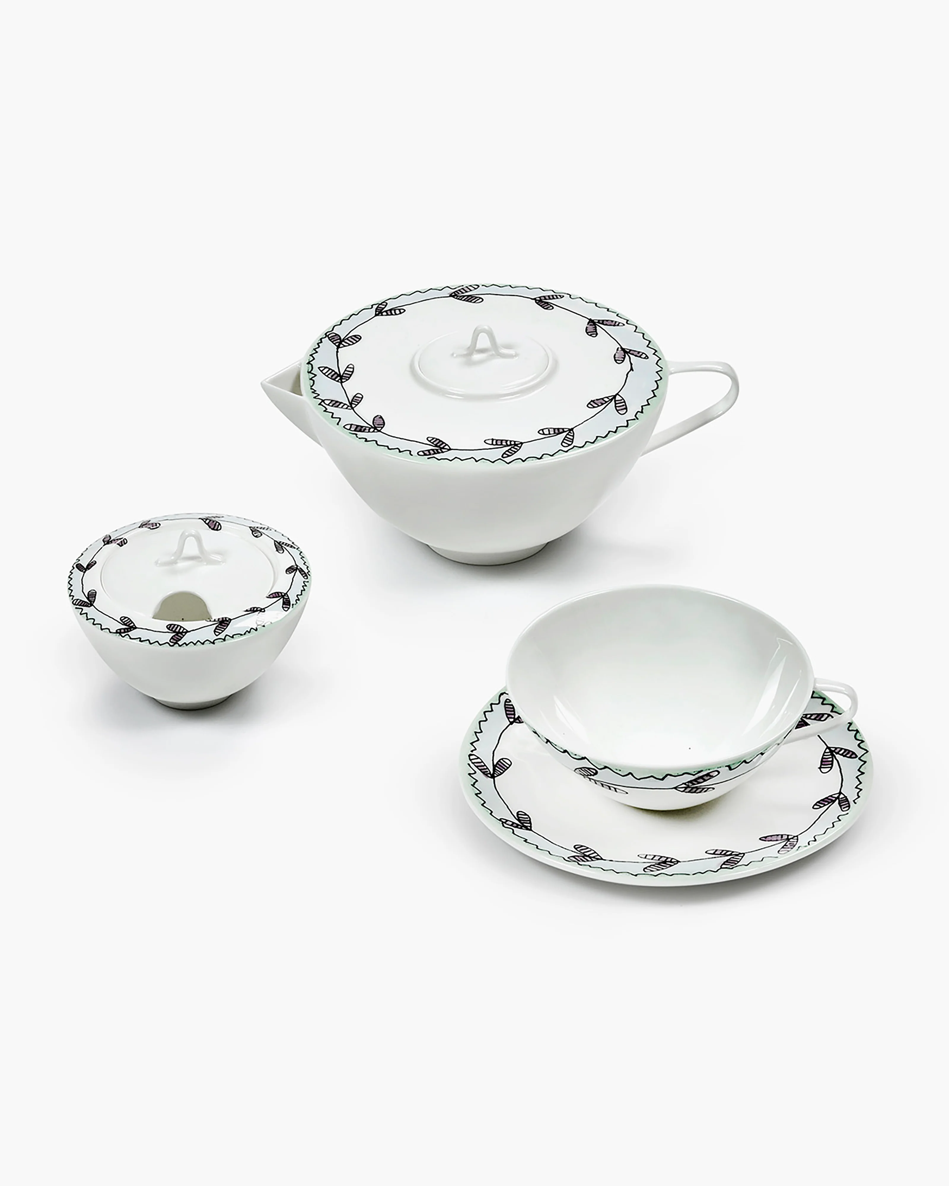 Tea Set 6 pieces blossom milk midnight flowers - Image 2