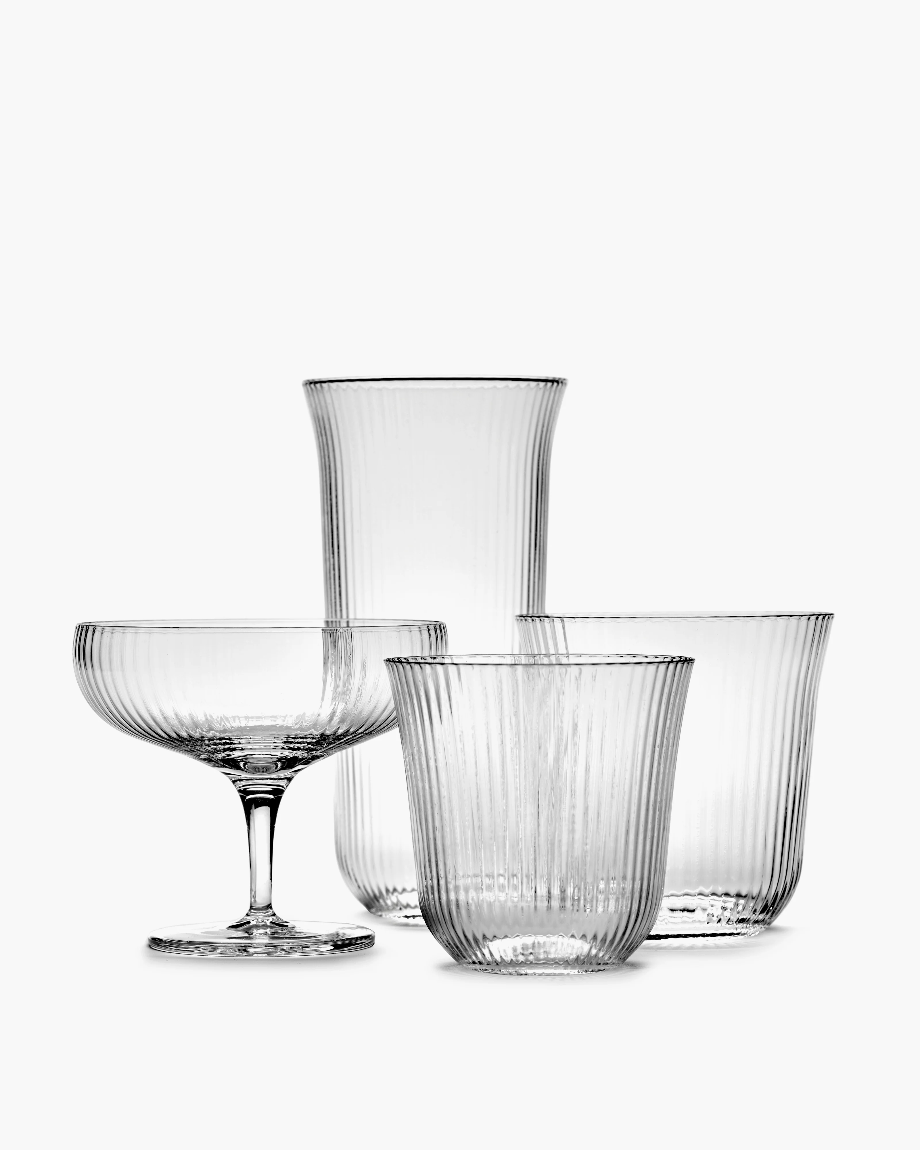 Tumbler S transparent ribbed glass Inku - Image 5