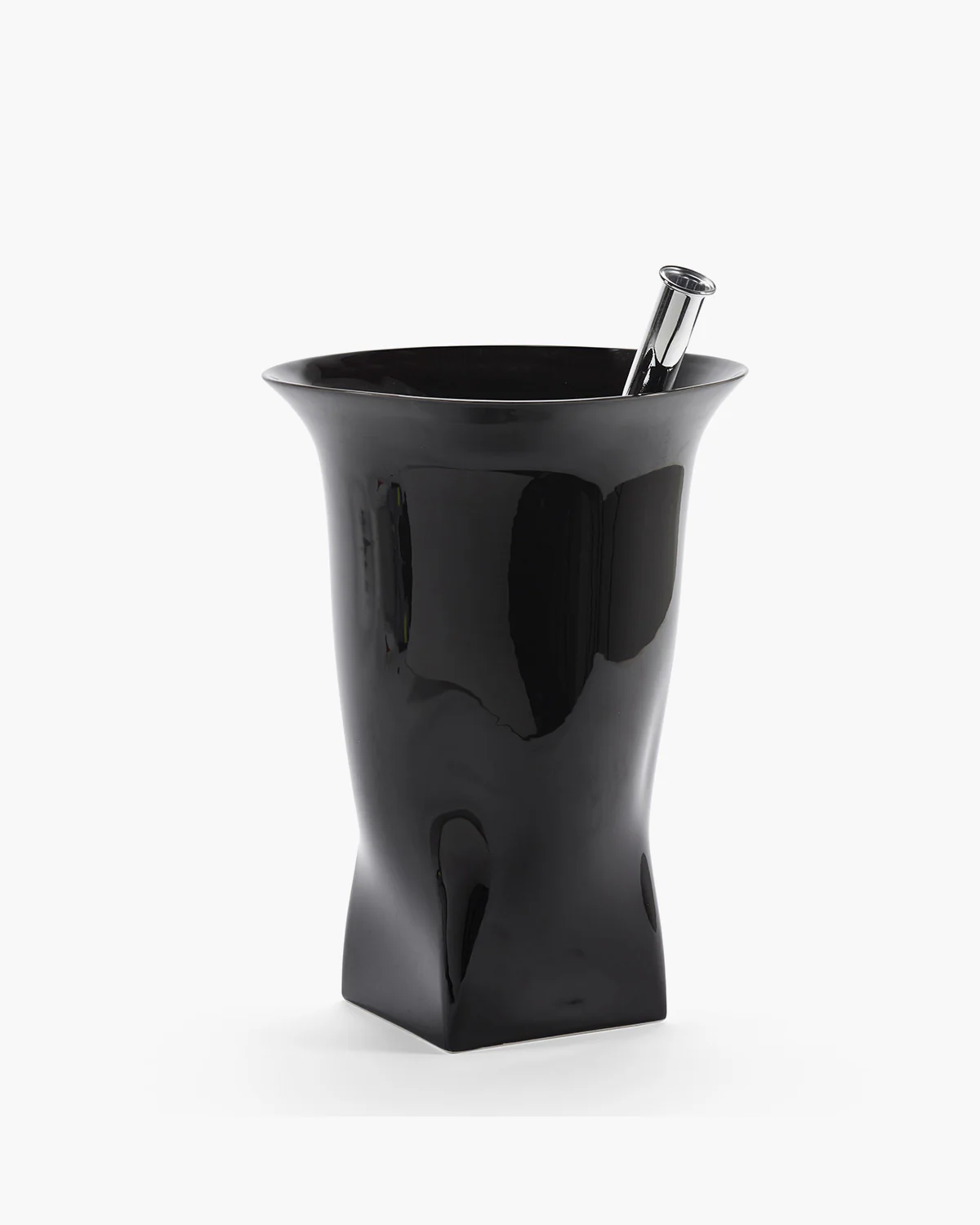 Vase with glass tube 02 black Josephine