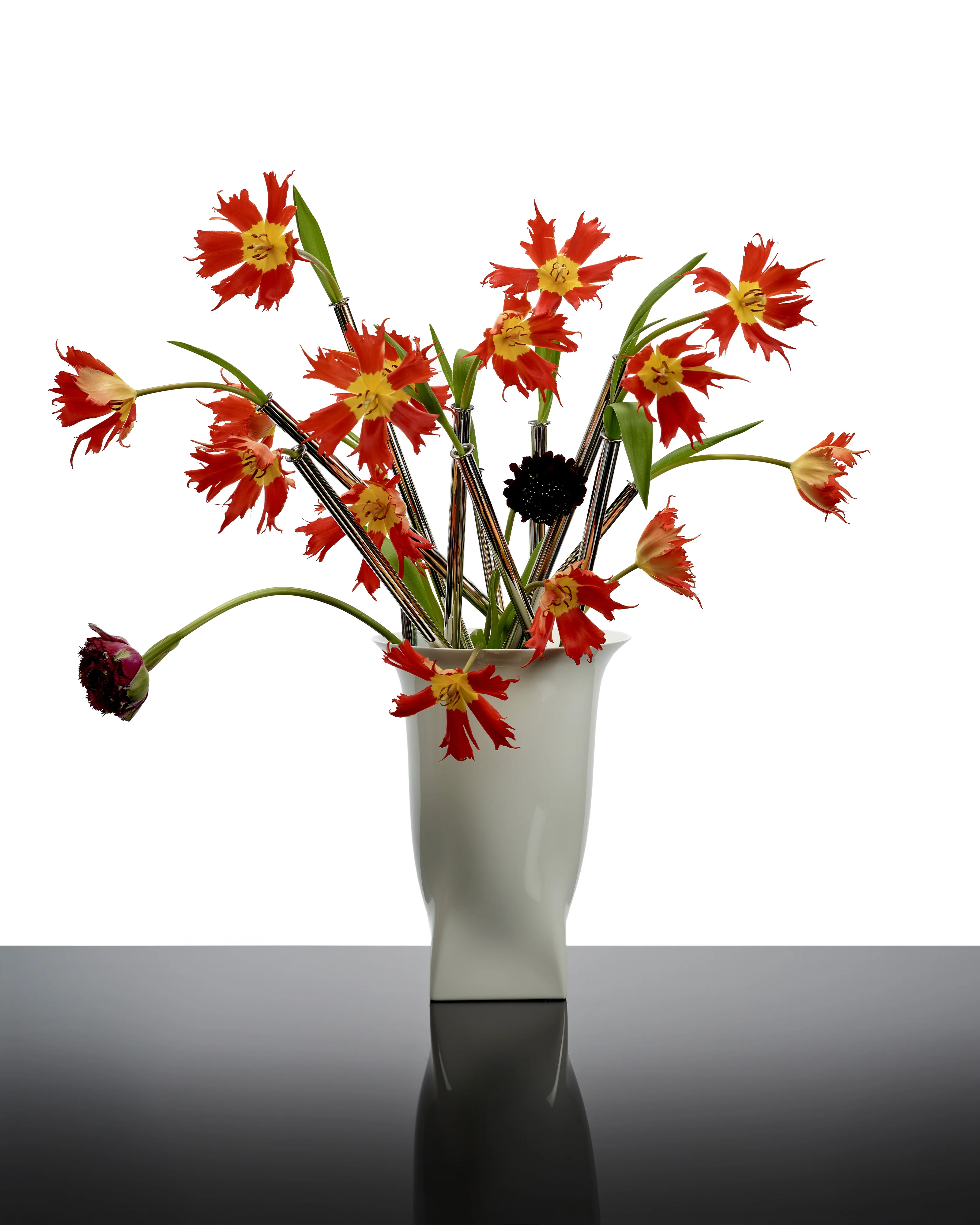Vase with glass tube 02 white Josephine - Image 2