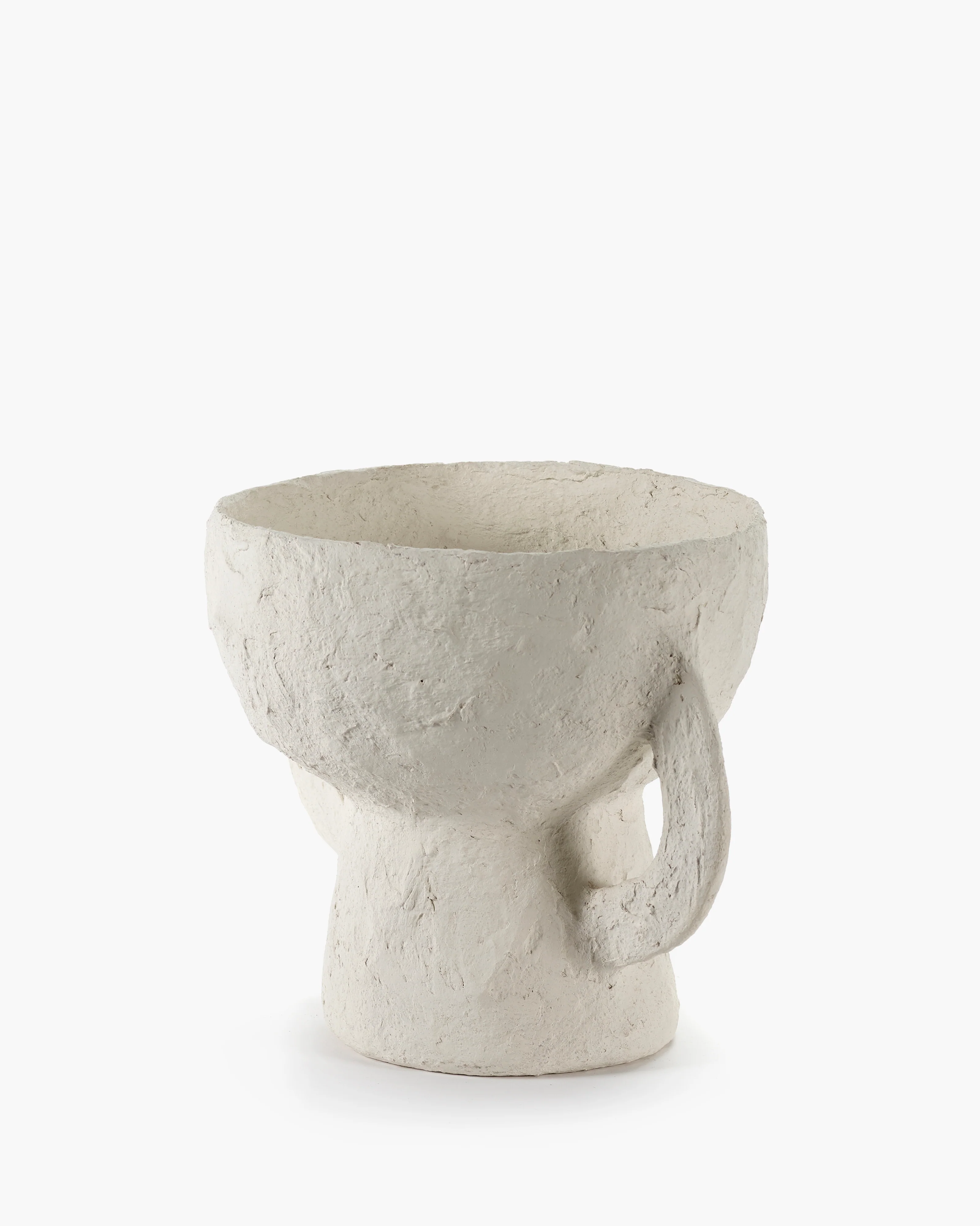 Vase with handles S white paper mache Earth - Image 3